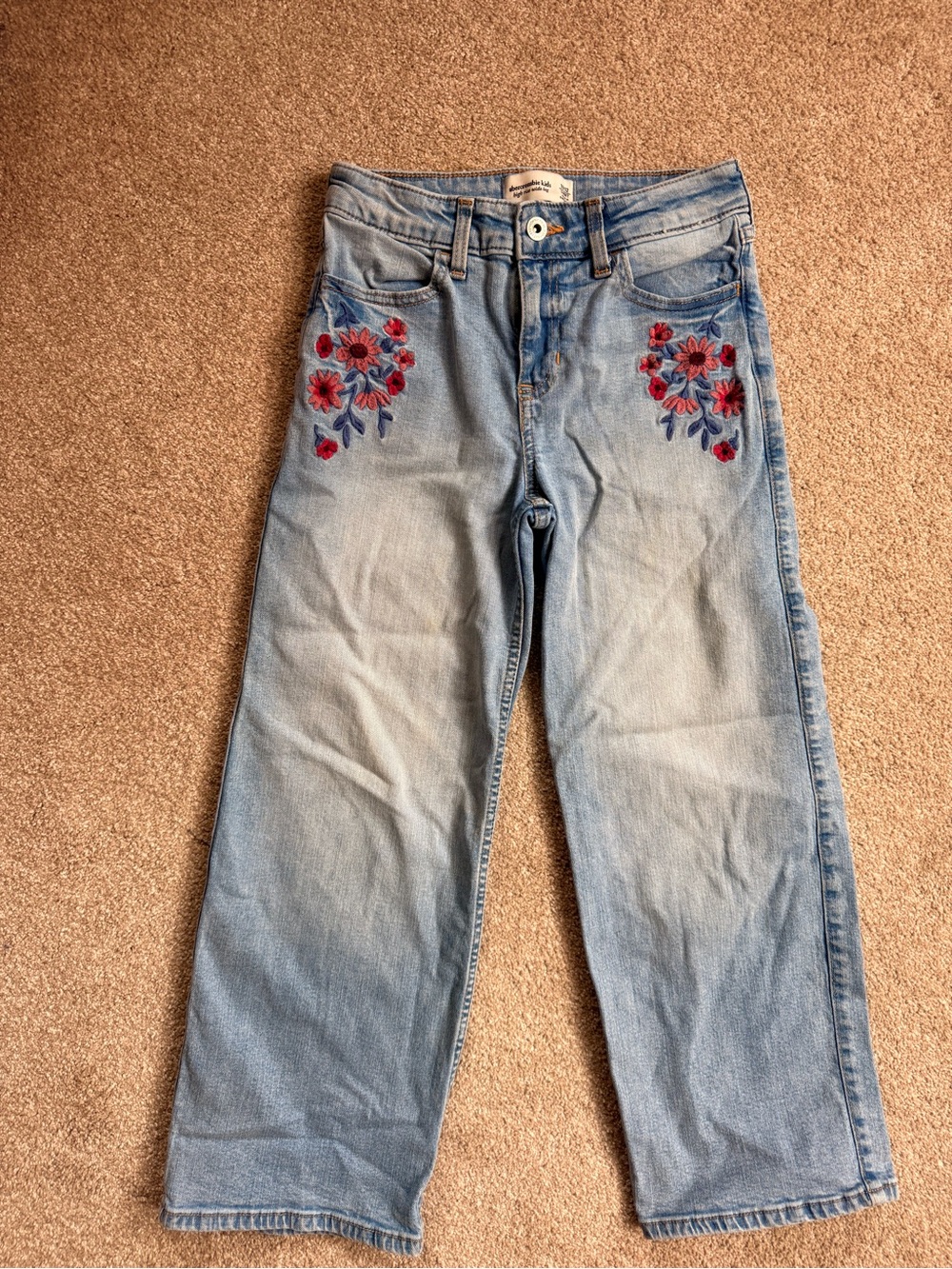 Abercrombie Girls Jeans, Wide Leg Embroidered 11/12 S